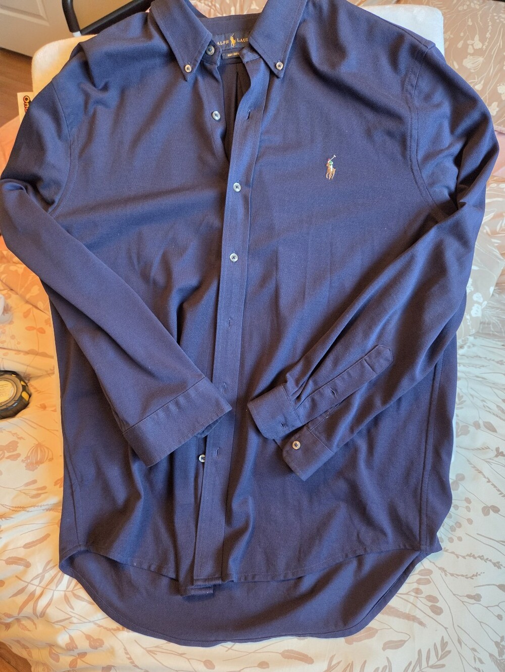 Ralph Lauren Men's Knit Oxford Button DOWN SHIRT — Navy